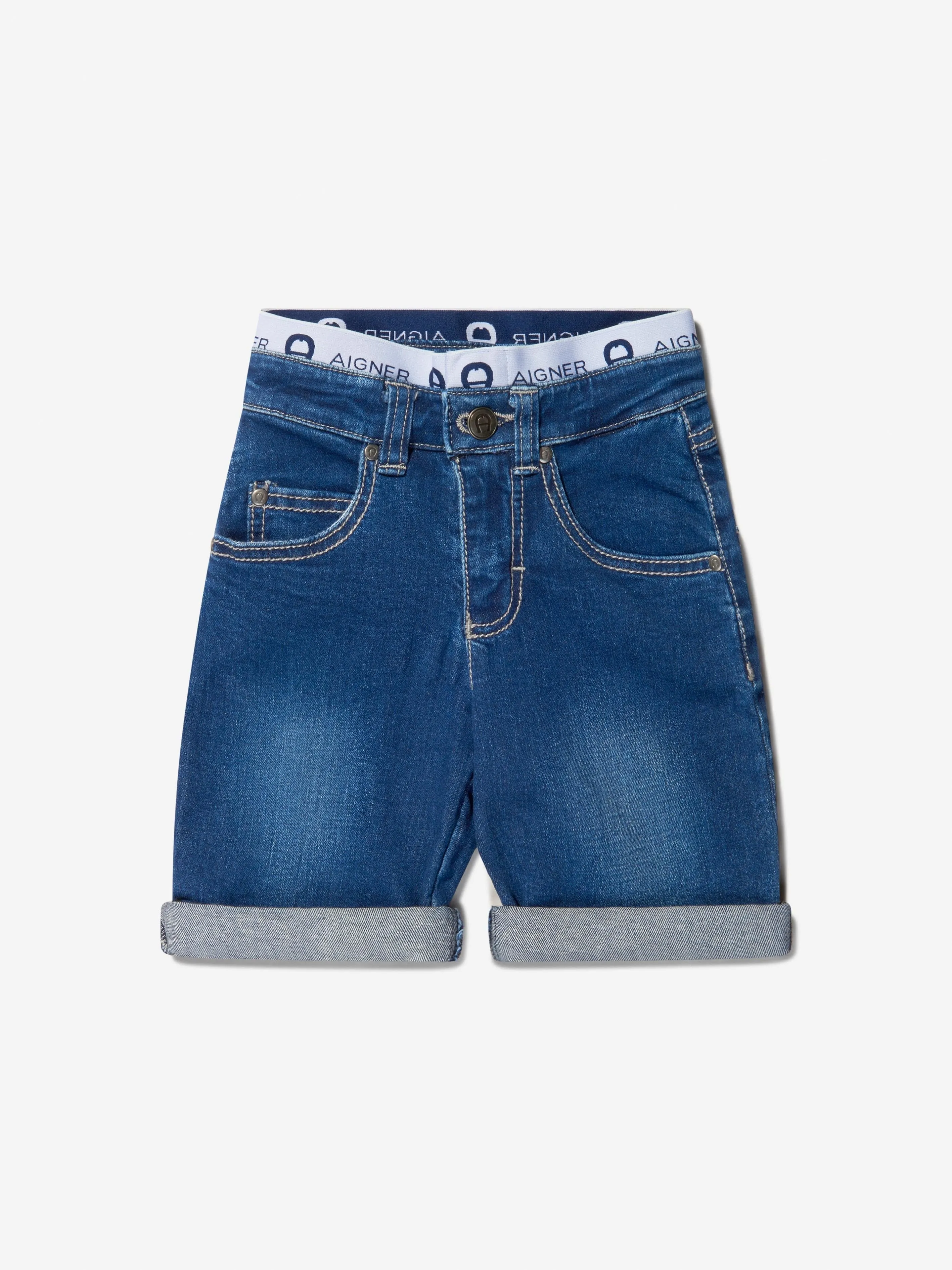 Aigner Boys Cotton Stretch Denim Shorts