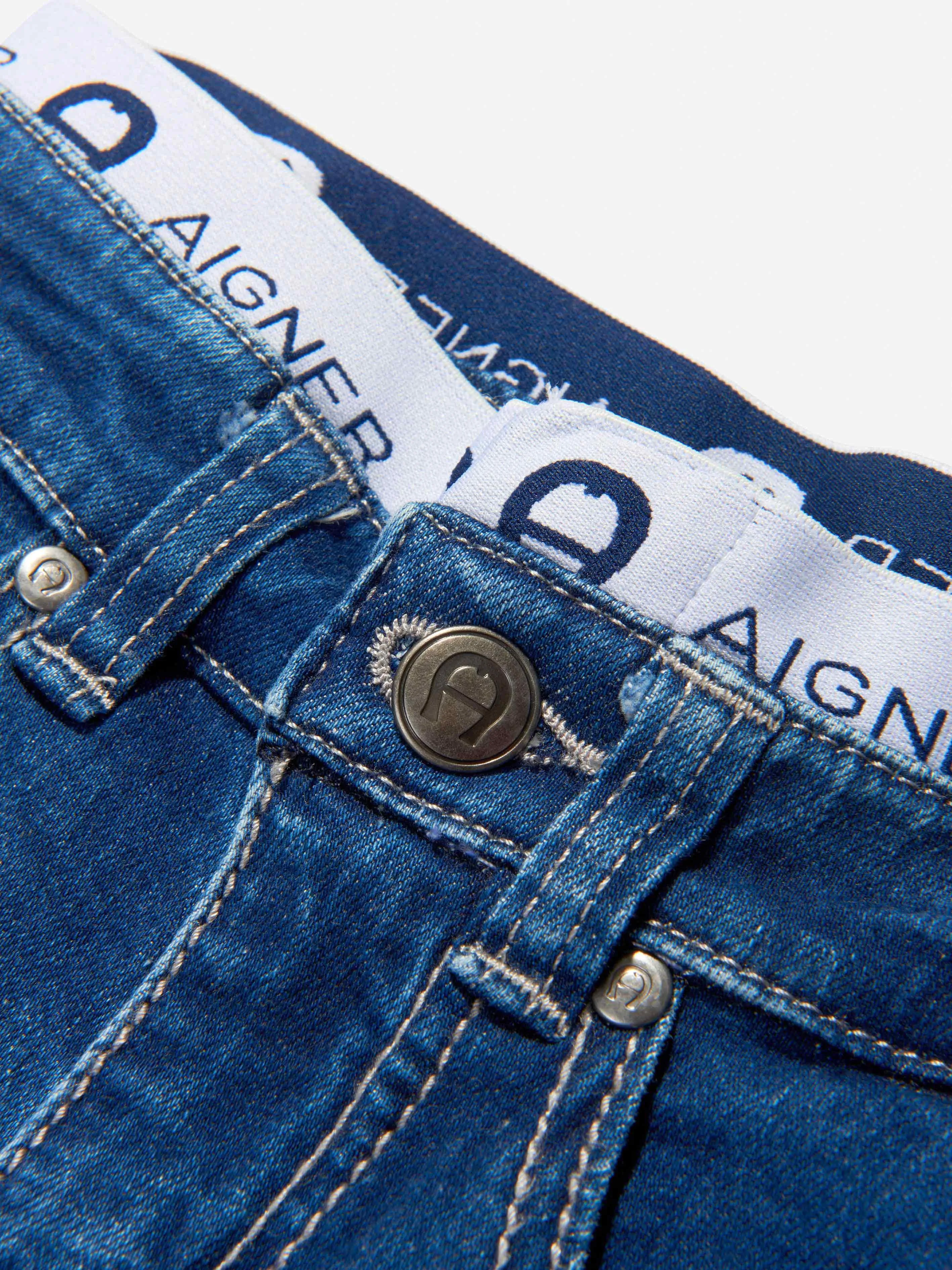 Aigner Boys Cotton Stretch Denim Shorts