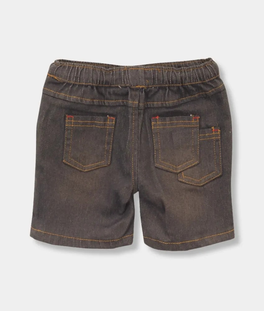 Baby Dark Brownish Denim Shorts - With Loop