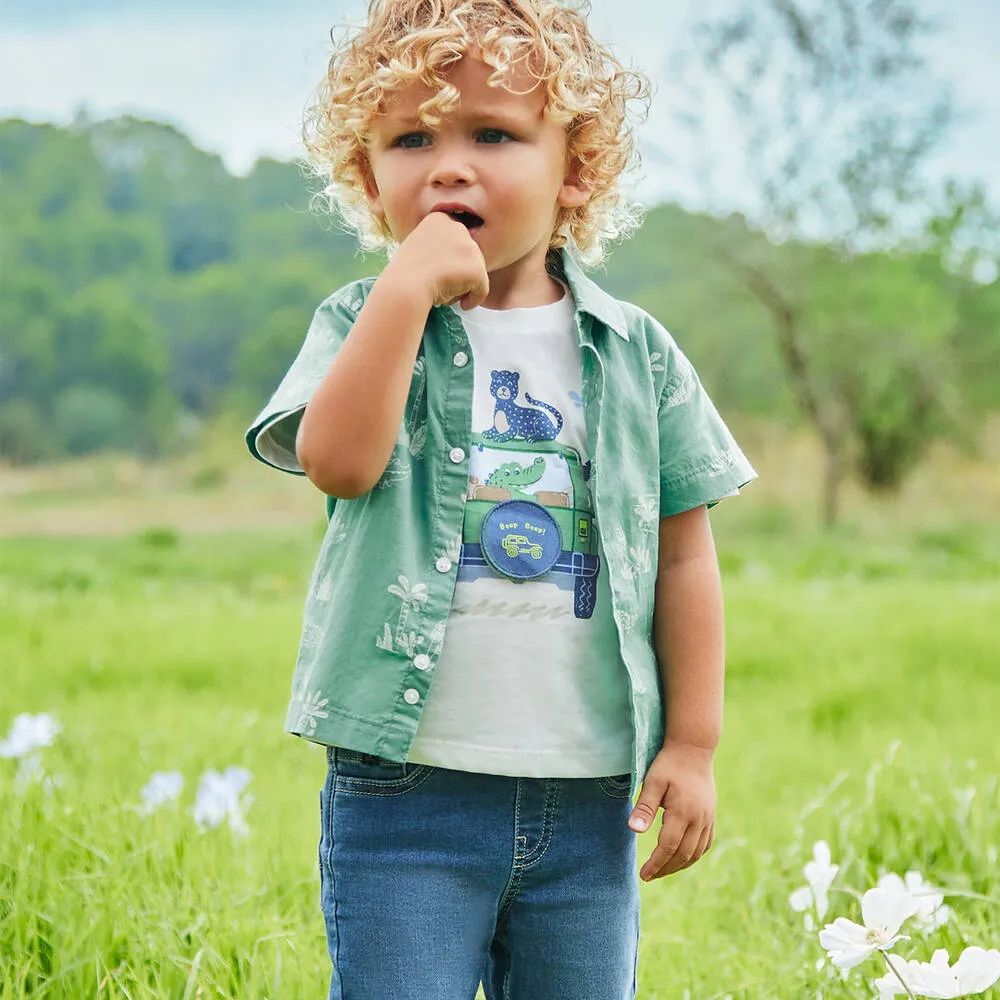 Blue Cotton Denim Pants