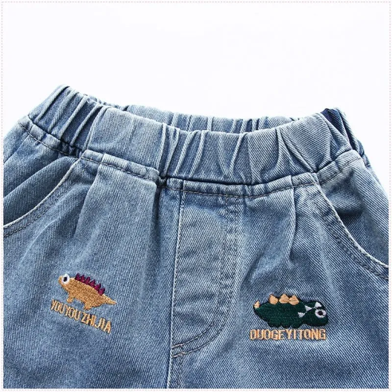 Blue Denim Elastic Waist Shorts for Boys