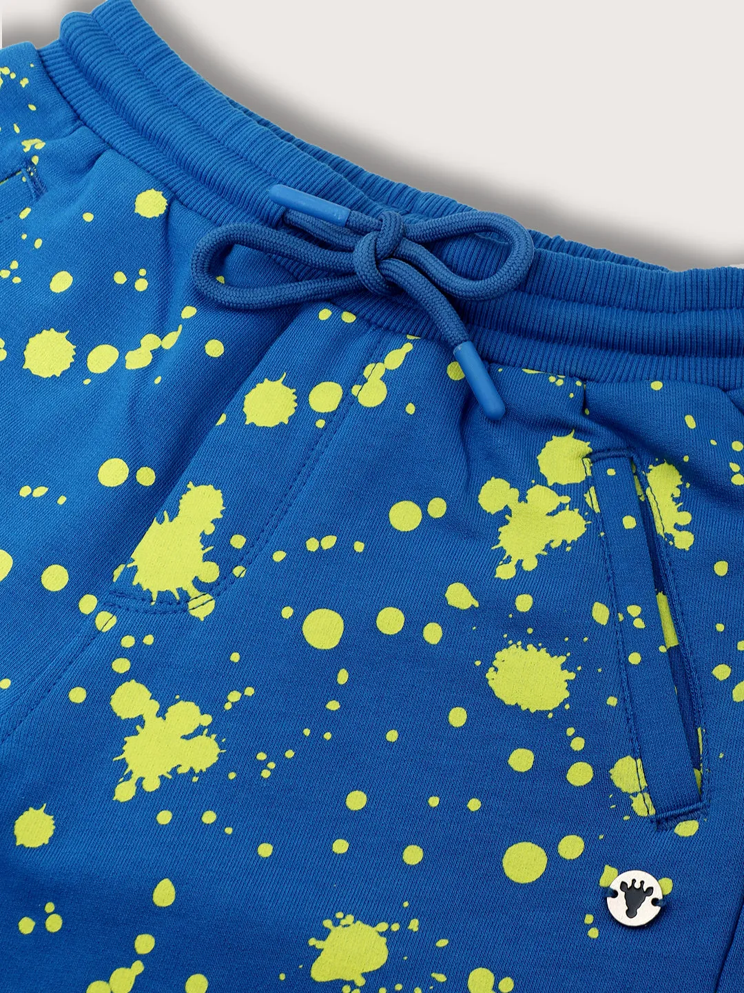 Blue Giraffe Boys Blue Printed Regular Fit Shorts