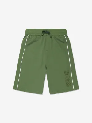 BOSS Boys Embroidered Logo Shorts in Green