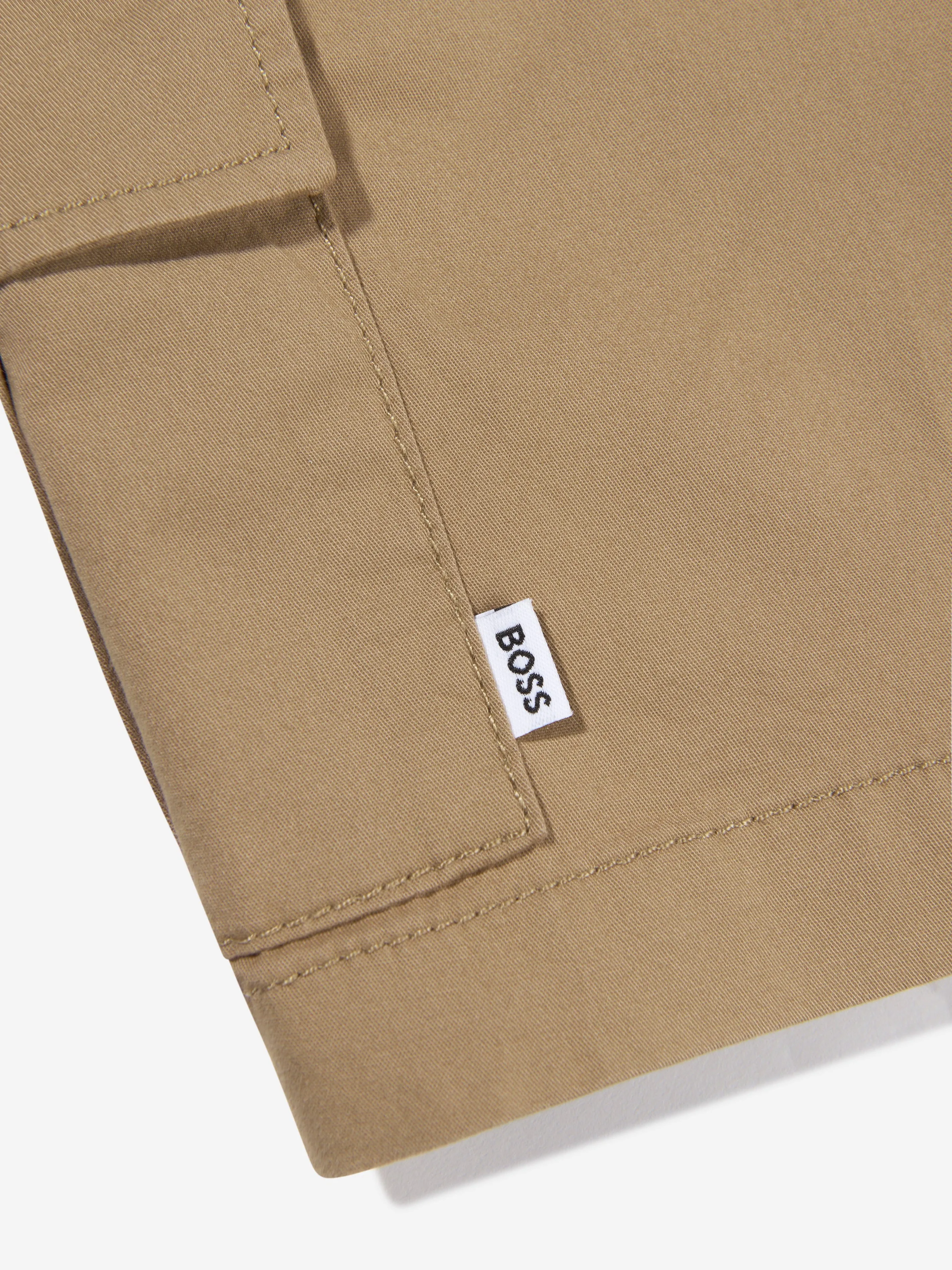 BOSS Boys Pocket Bermuda Shorts In Beige