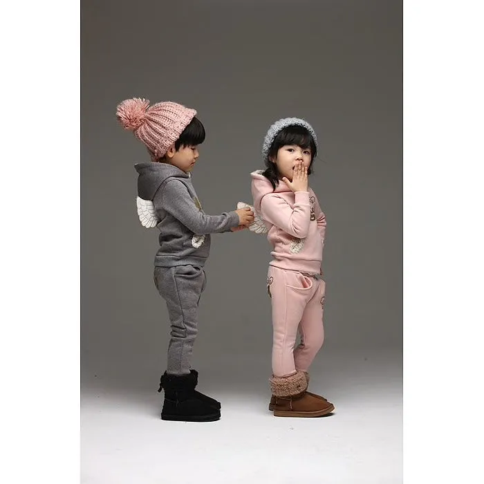 Boys And Girls Angel  Fleece Hoodie And Pants 2 pcs Set