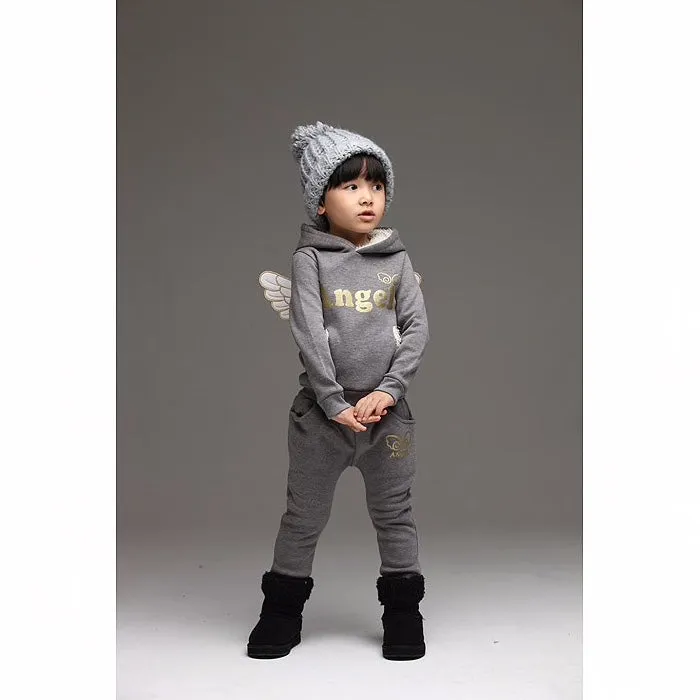 Boys And Girls Angel  Fleece Hoodie And Pants 2 pcs Set