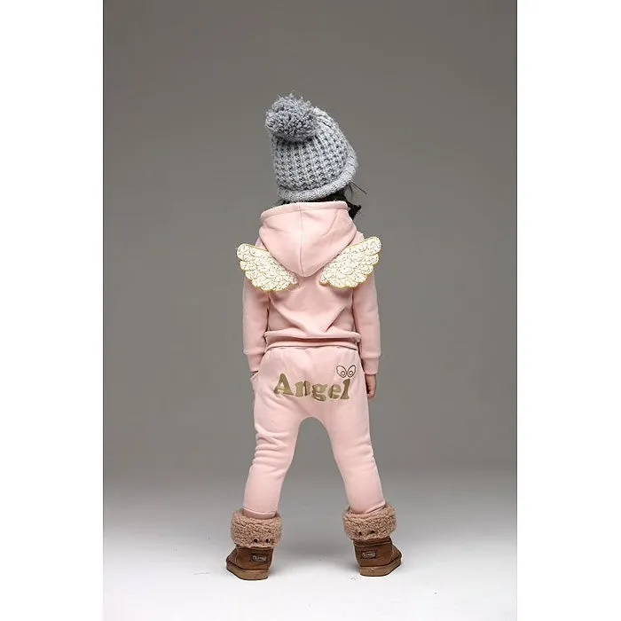 Boys And Girls Angel  Fleece Hoodie And Pants 2 pcs Set