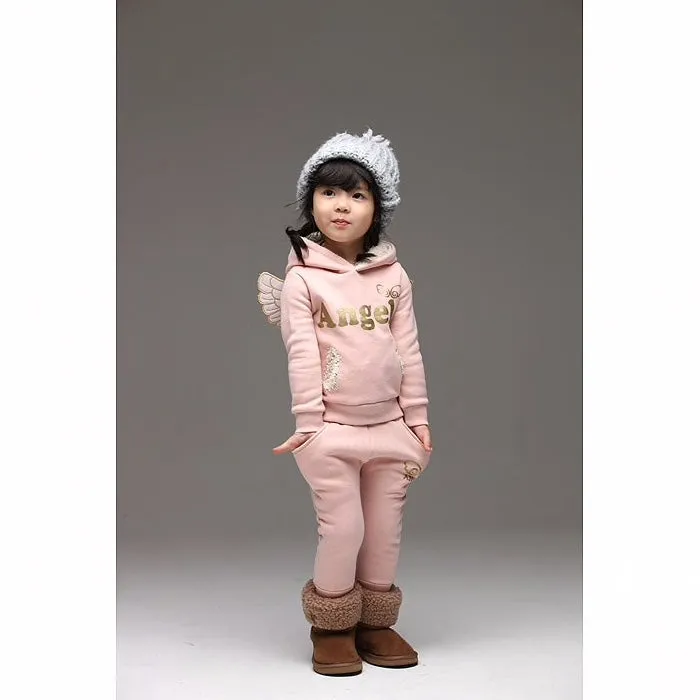 Boys And Girls Angel  Fleece Hoodie And Pants 2 pcs Set