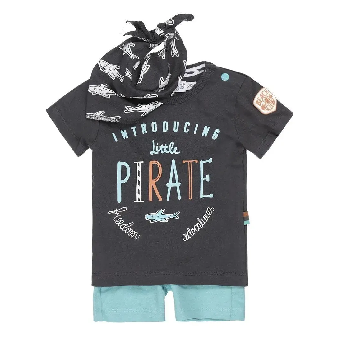 Boys Baby Set T-shirt With Shorts Dark Grey Green | Dirkje