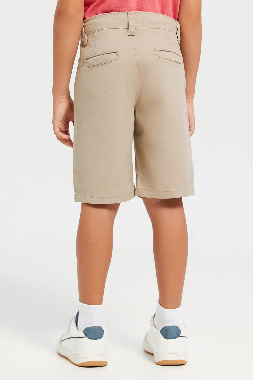 Boys Beige Plain Chino Shorts