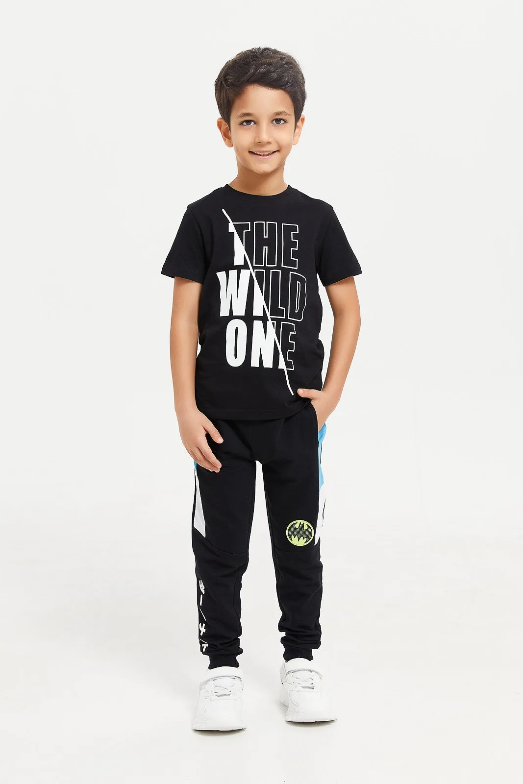 Boys Black Batman Paneled Jogger Pant