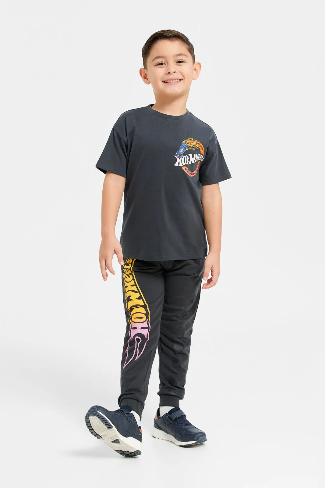 Boys Black Hot Wheels Track Pants