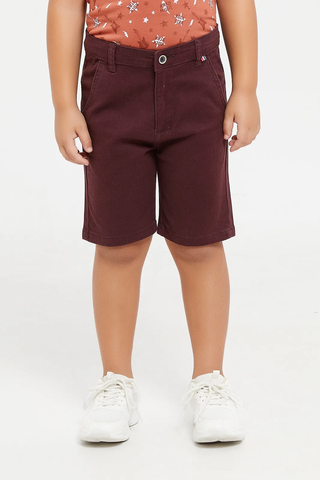 Boys Burgundy Chino Short