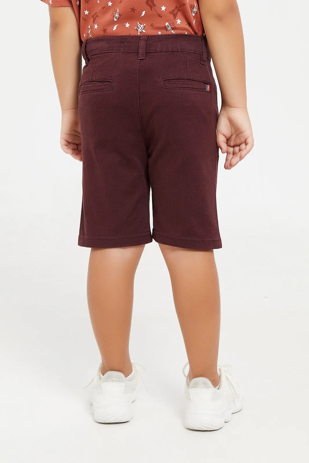 Boys Burgundy Chino Short