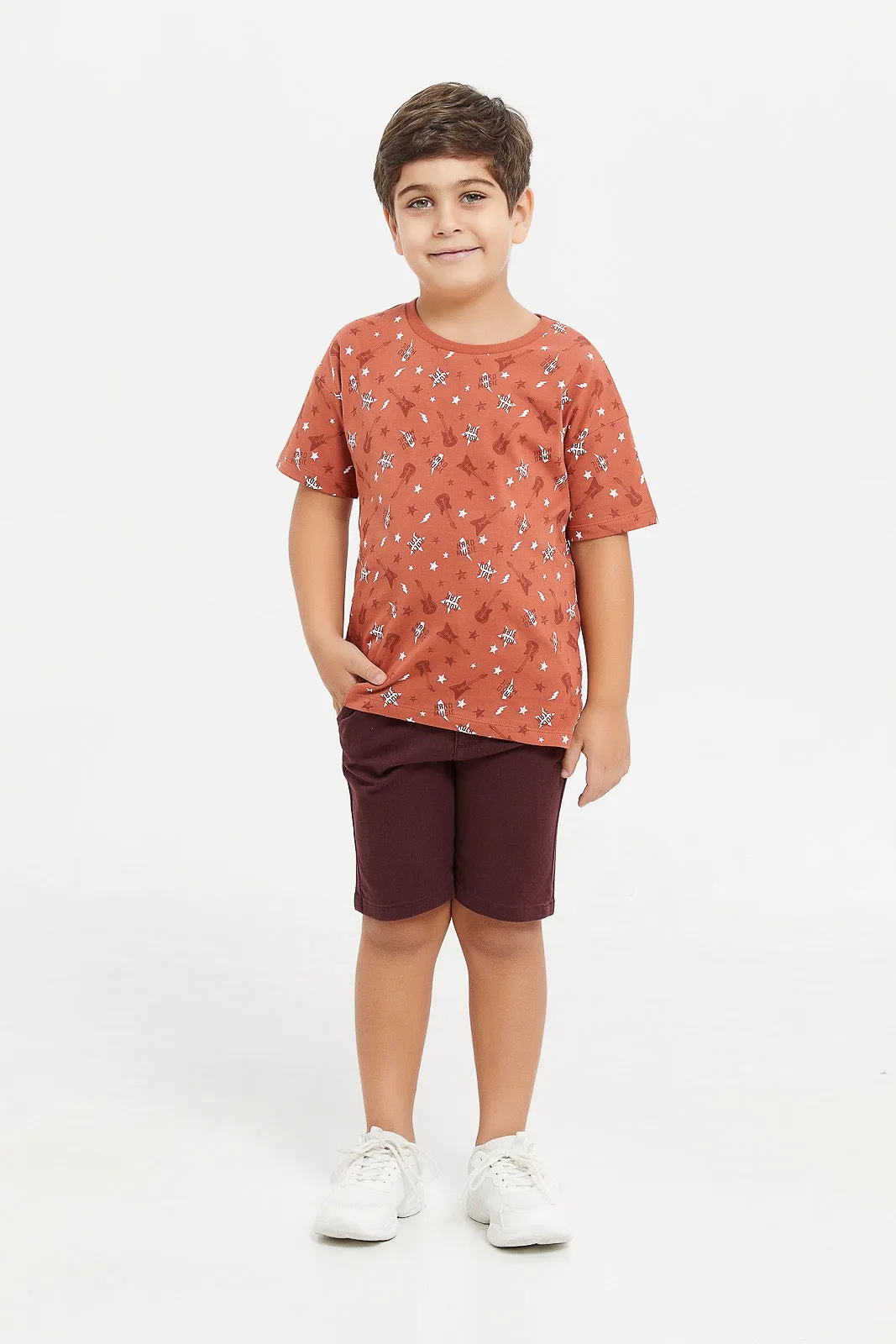 Boys Burgundy Chino Short