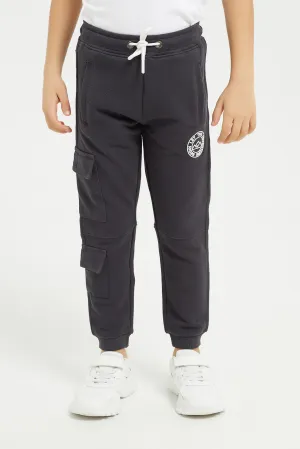 Boys Charcoal Cargo Pocket Jogger Pant