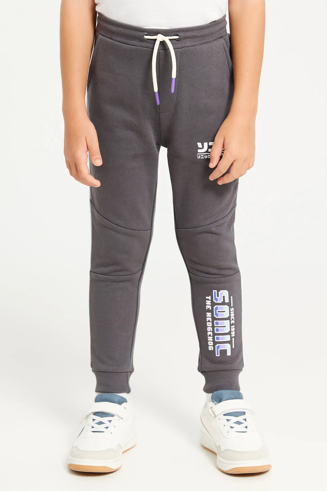 Boys Charcoal Sonic Print Track Pants