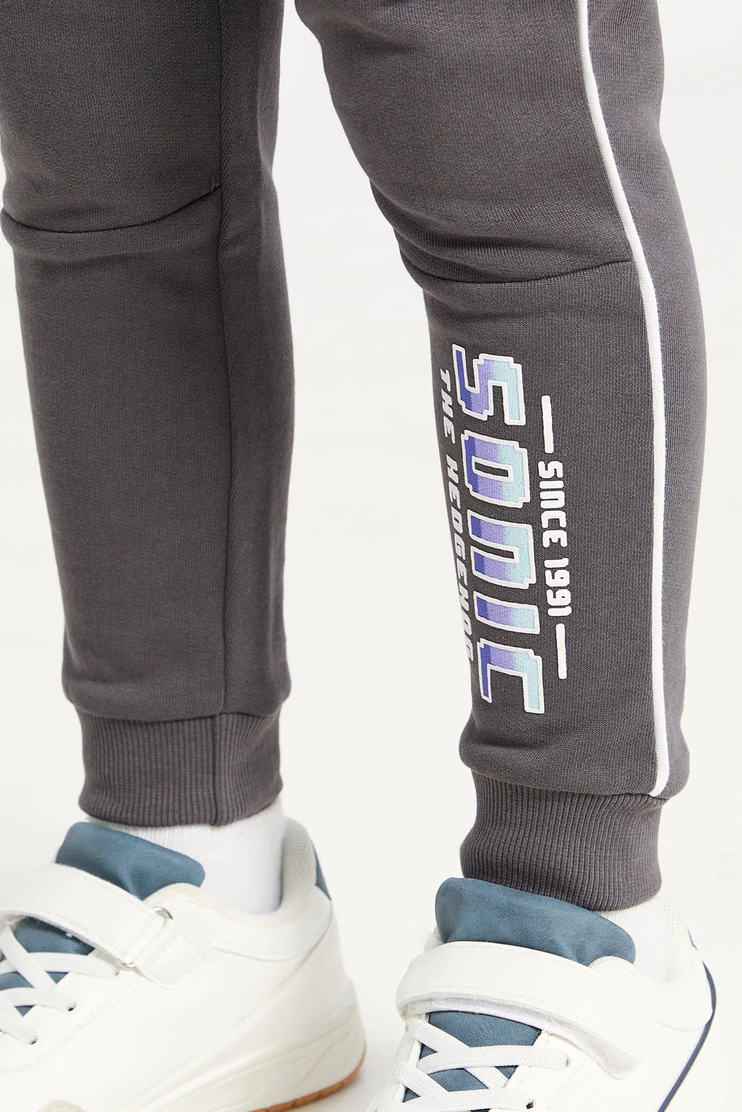 Boys Charcoal Sonic Print Track Pants