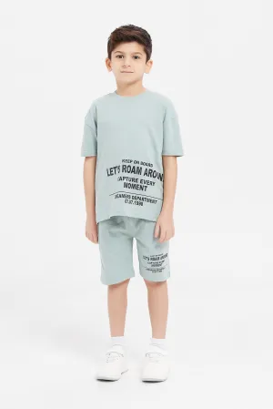 Boys Mint Oversized T-Shirt Set (2 Piece)