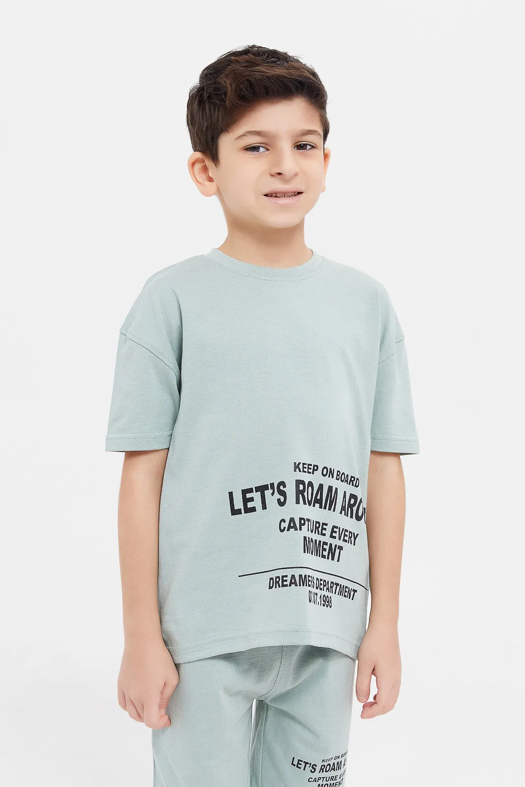 Boys Mint Oversized T-Shirt Set (2 Piece)