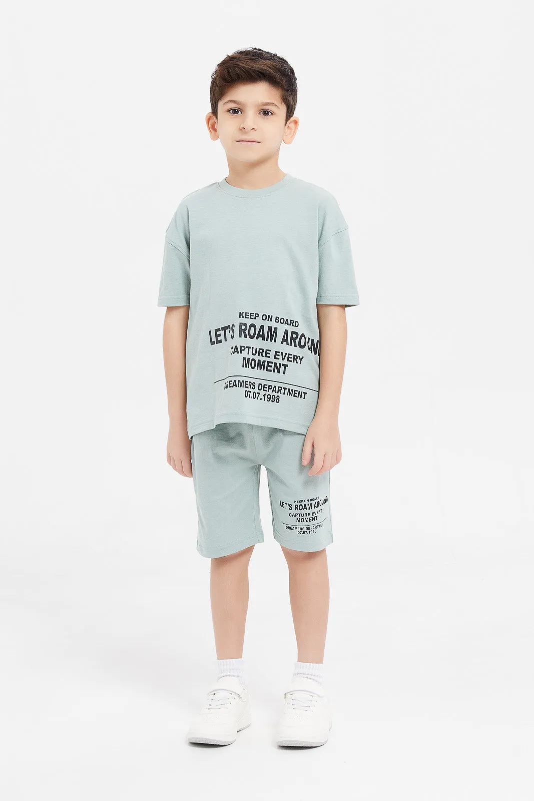 Boys Mint Oversized T-Shirt Set (2 Piece)