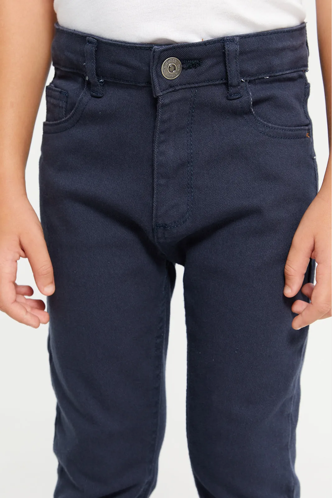 Boys Navy 5 Pocket Plain Denim Jeans