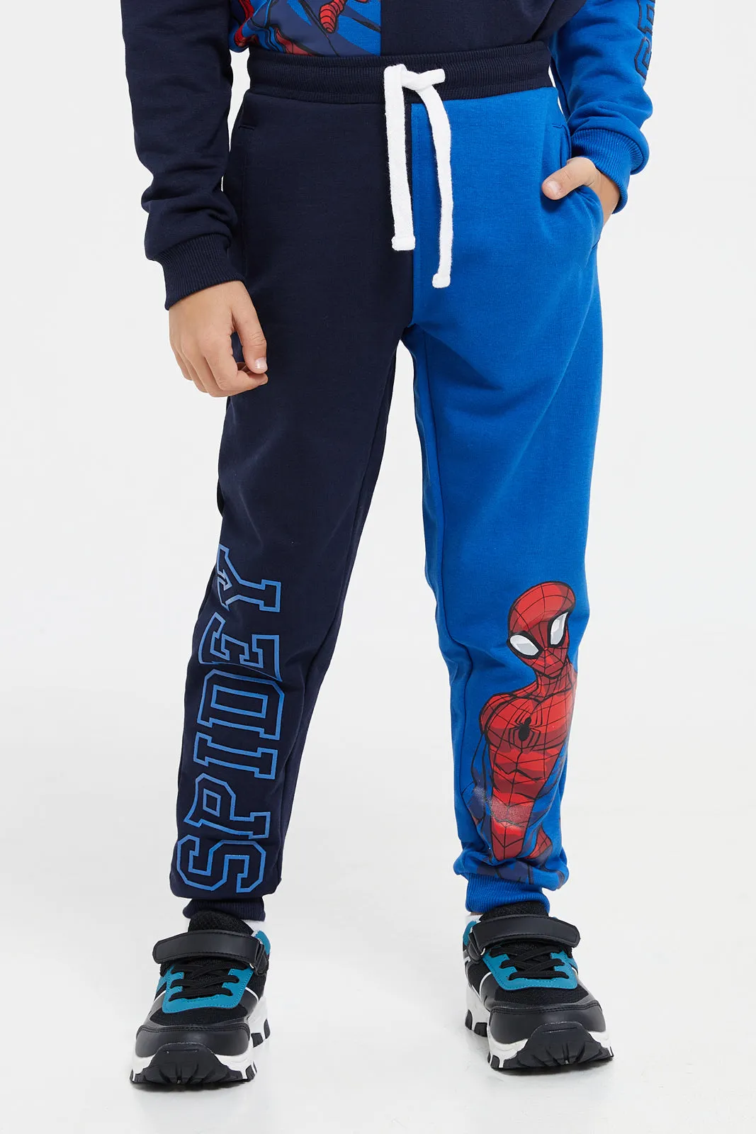 Boys Navy And Blue Spider-Man Hooded Jogger Set (2 Piece)