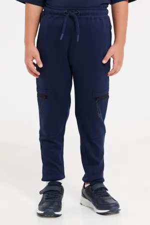 Boys Navy Cargo Pocket Jogger Pants