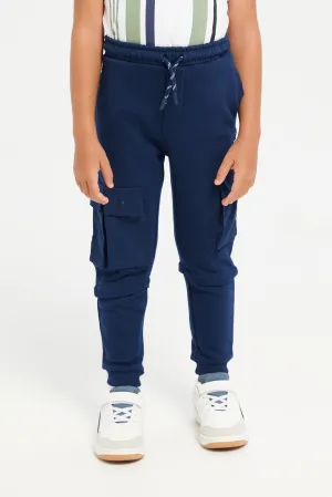 Boys Navy Cargo Pocket Track Pants