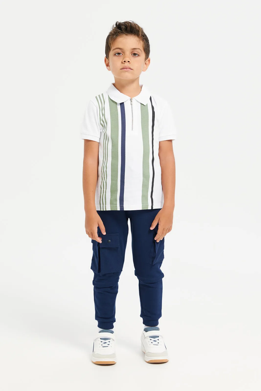 Boys Navy Cargo Pocket Track Pants