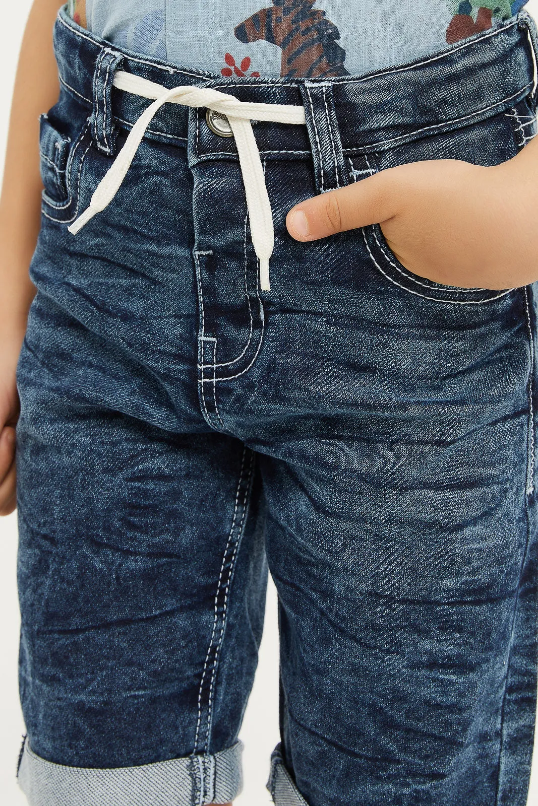 Boys Navy Denim Short