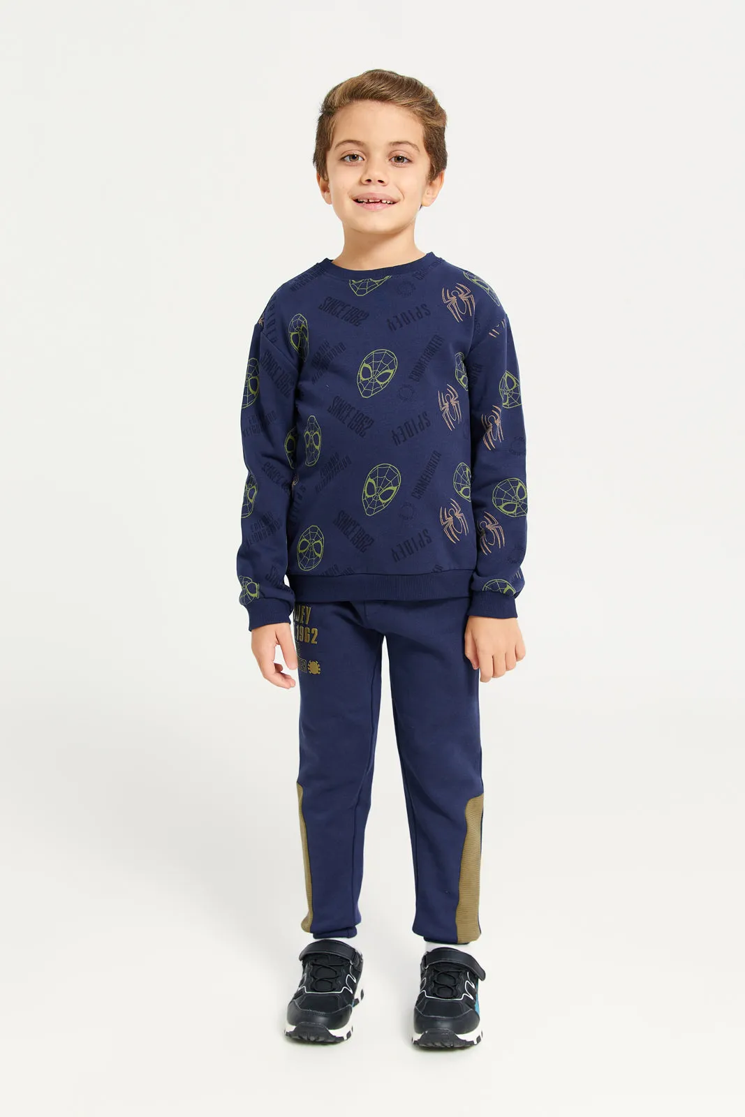 Boys Navy Spider Man Track Pants