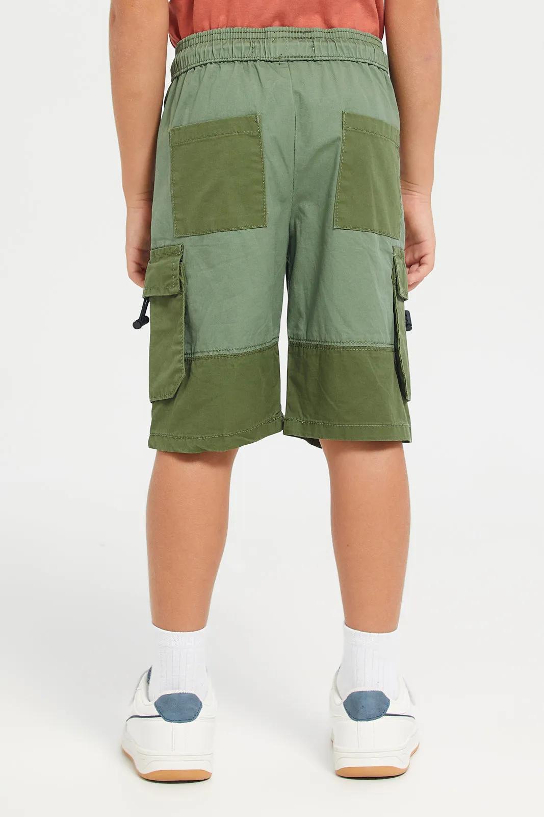 Boys Olive Shorts With Cargo Pocket