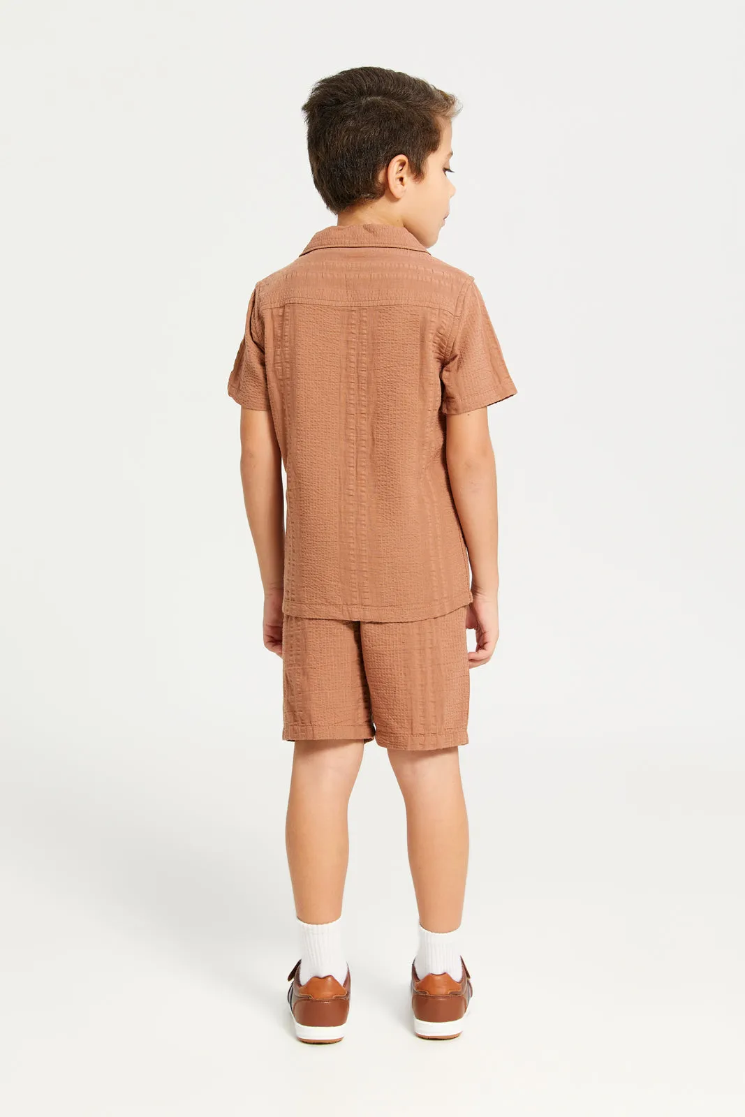 Boys Orange Shirt And Shorts Set (2 Piece)