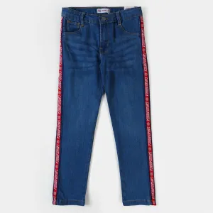 Boys Pant Denim Character Tape - Mid Blue