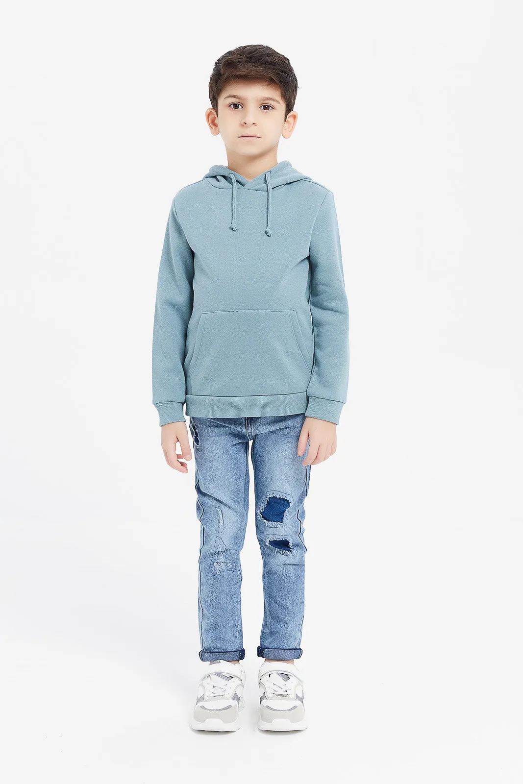 Boys Teal Hooded Sweatshirt