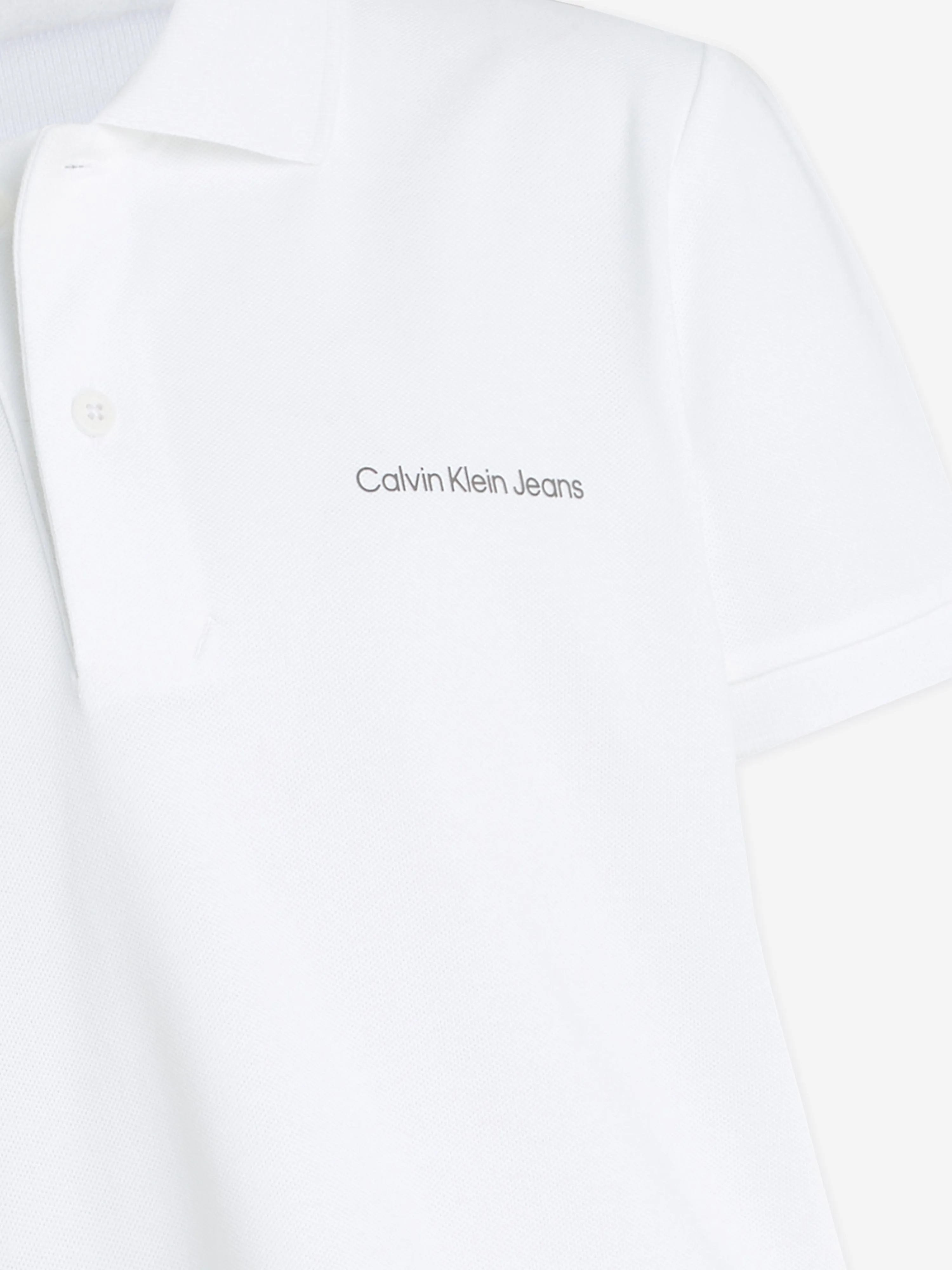 Calvin Klein Boys Minimalistic Logo Polo Shirt in White