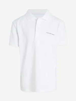 Calvin Klein Boys Minimalistic Logo Polo Shirt in White