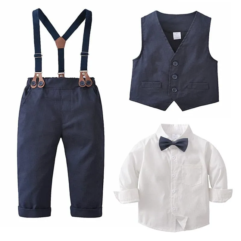 Cash - Baby Boy Clothes Set Gentleman Suit - Toddler Boys Wedding Party - Black & White