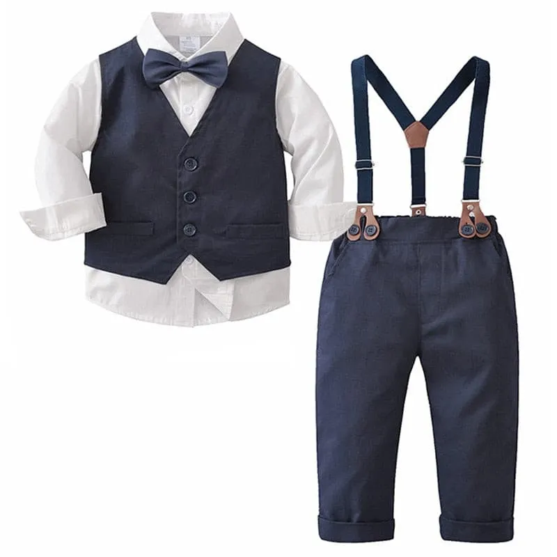 Cash - Baby Boy Clothes Set Gentleman Suit - Toddler Boys Wedding Party - Black & White