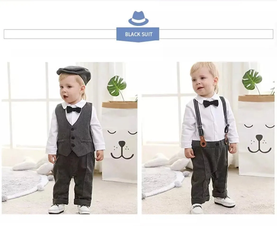 Charlie - Boys Wedding Suit Set with Waistcoat, Hat and Bow tie