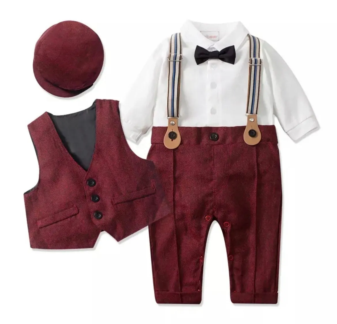 Charlie - Boys Wedding Suit Set with Waistcoat, Hat and Bow tie