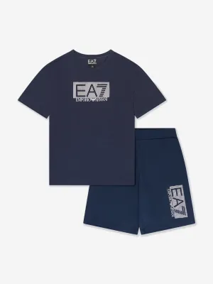 EA7 Emporio Armani Boys Train Visibility T-Shirt And Shorts Set in Navy