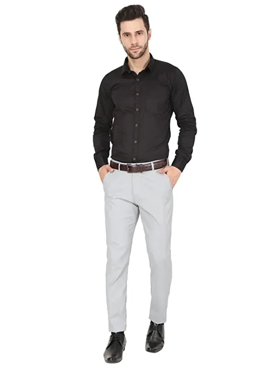 Haul chic's Men's Slim fit Light Grey Trouser