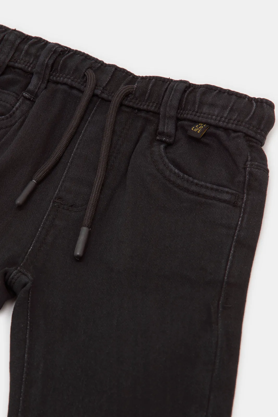 Infant Boys Black Plain Knit Denim