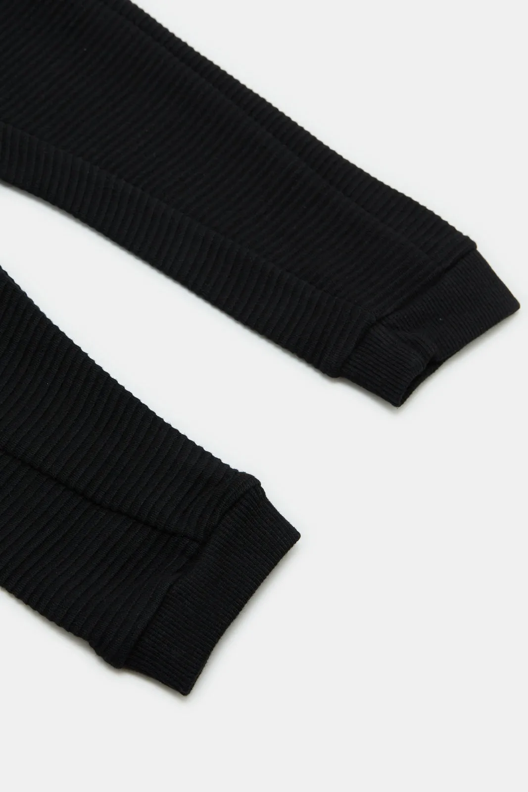 Infant Boys Black Ribbed Track Pants