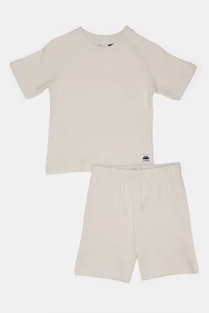 Infant Boys Cream Jacquard Pyjama Set (2 Piece)