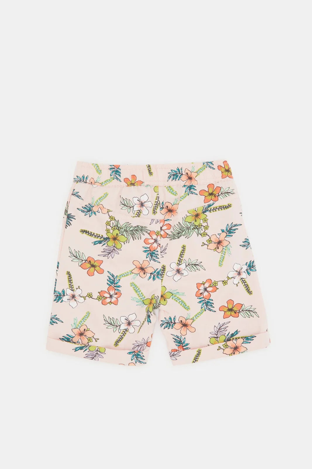 Infant Boys Pink Floral Twill Trouser Shorts