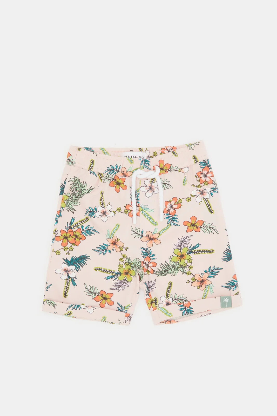 Infant Boys Pink Floral Twill Trouser Shorts