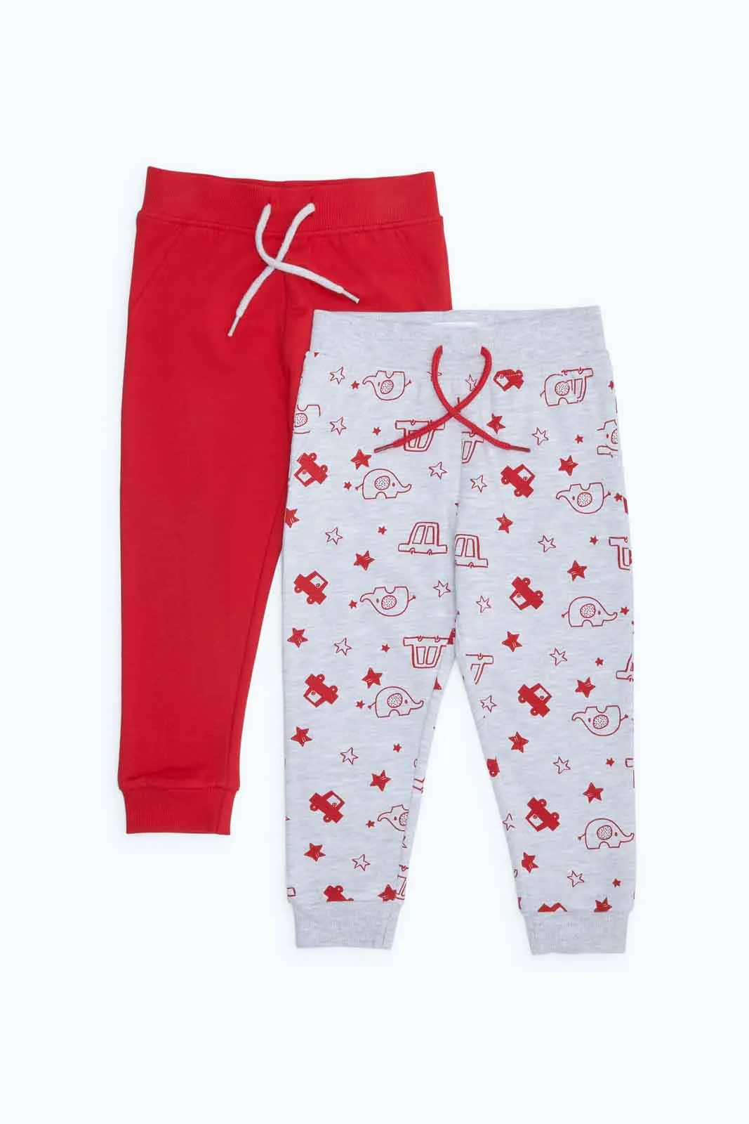 Infant Boys Red And Grey Track Pants (Pack of 2)